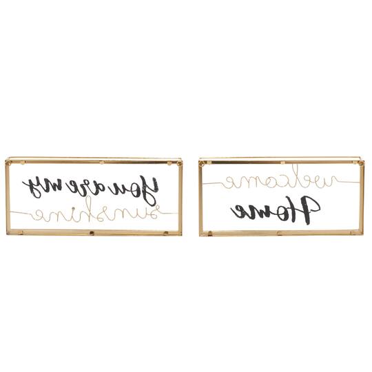 Gold Metal Contemporary Wall Sign Set